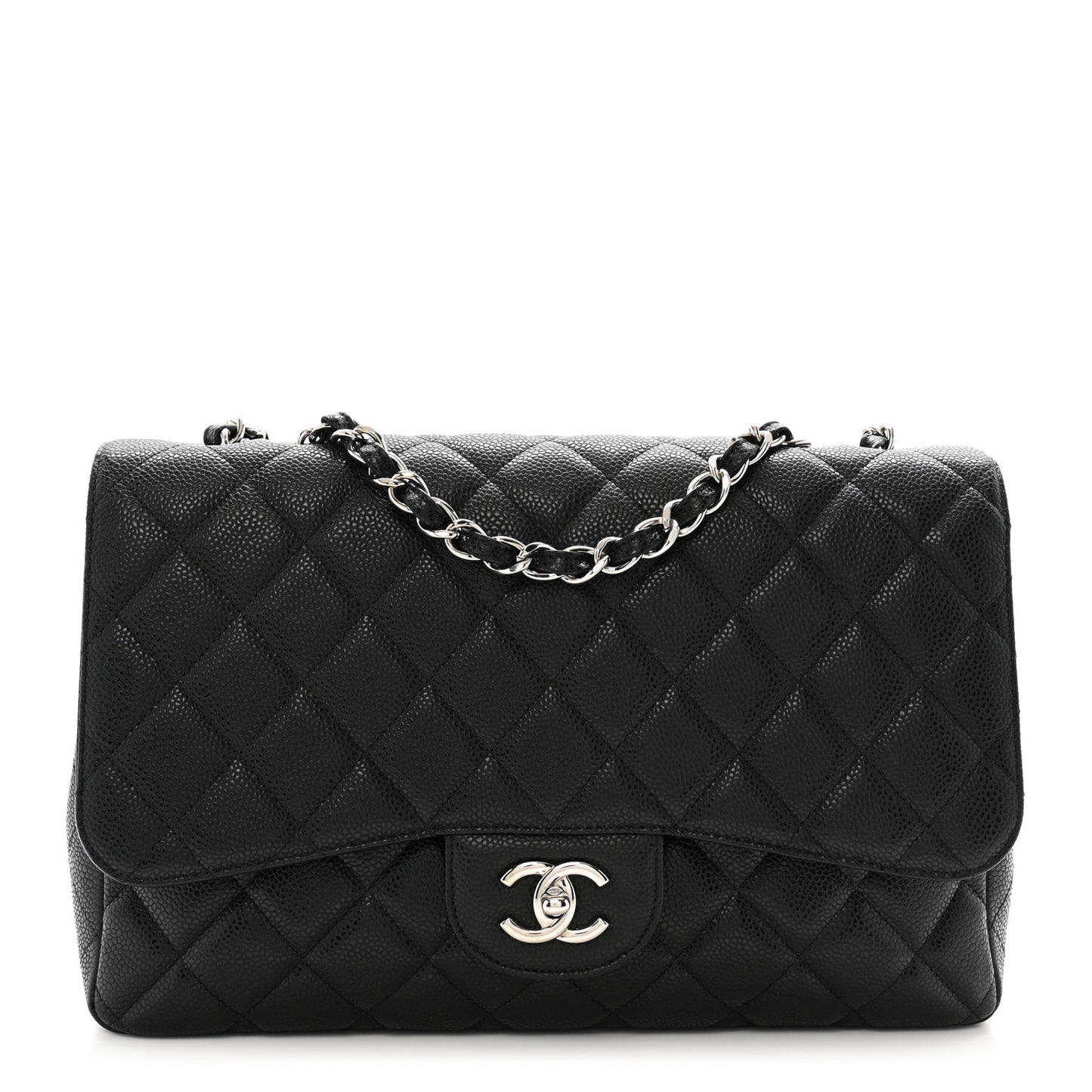 Caviar Quilted Jumbo Single Flap Black