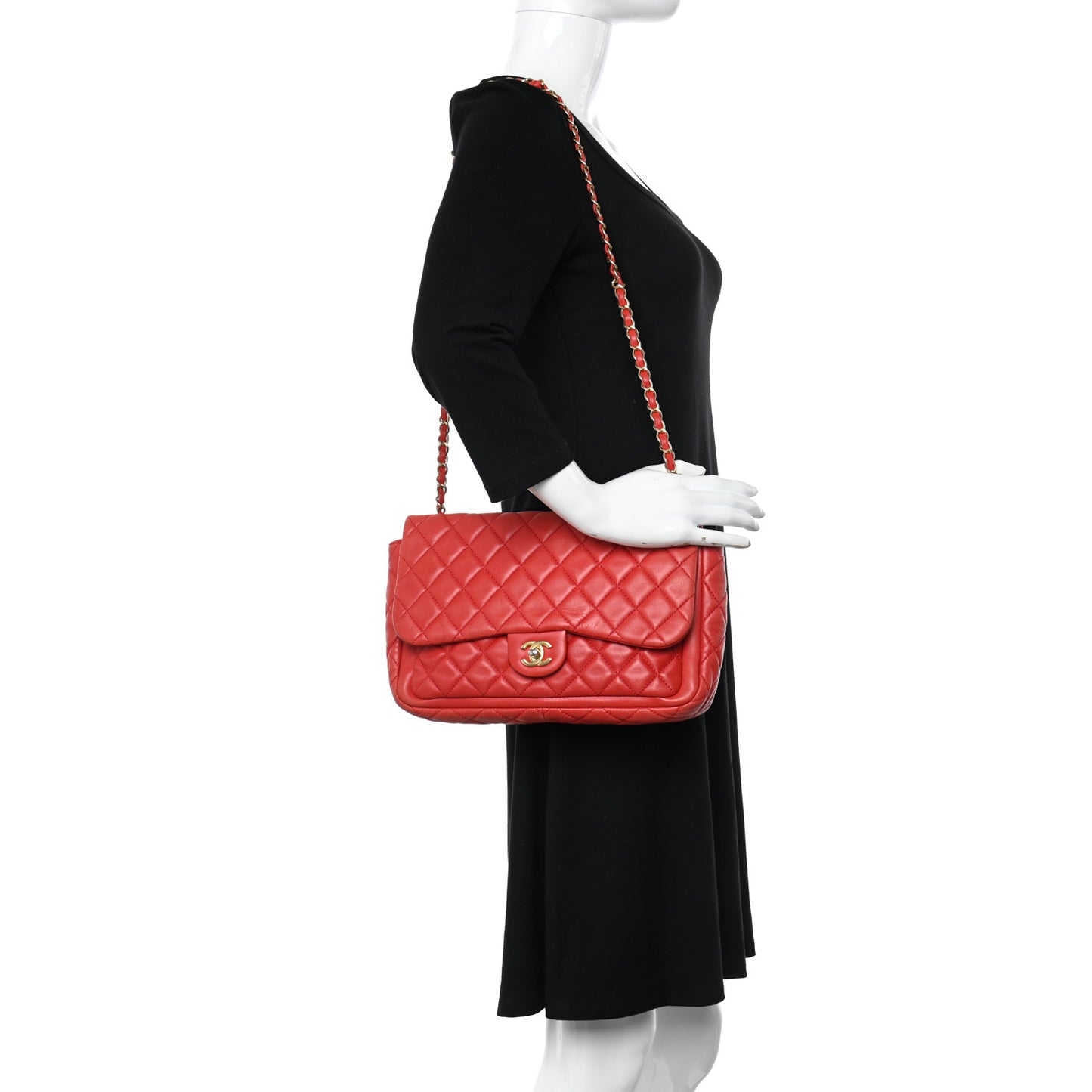 Lambskin Quilted Now and Forever Flap Red