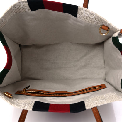 Gucci Canvas GG Monogram Web Medium Interlocking G Tote Bag White 5 of 9