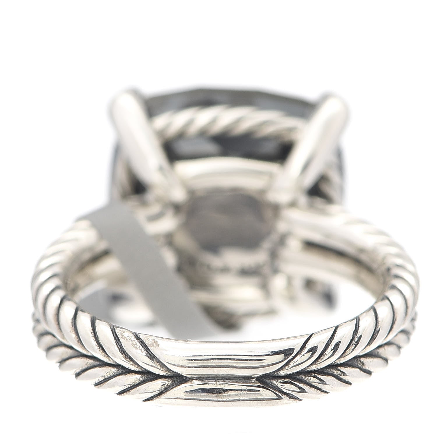 David Yurman Sterling Silver Diamond Green Orchid 14mm Chatelaine Ring 54 7 4 of 5