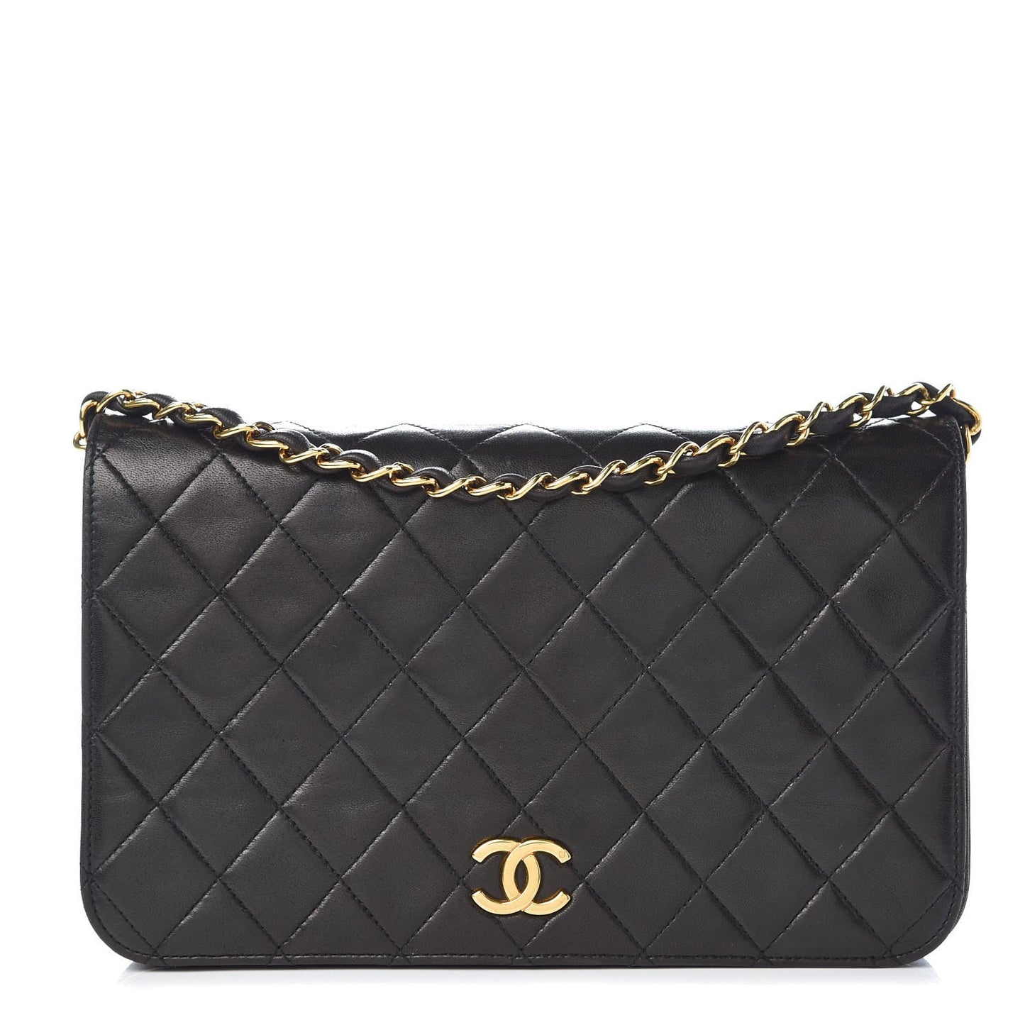 Lambskin Quilted Wallet On Chain WOC Black