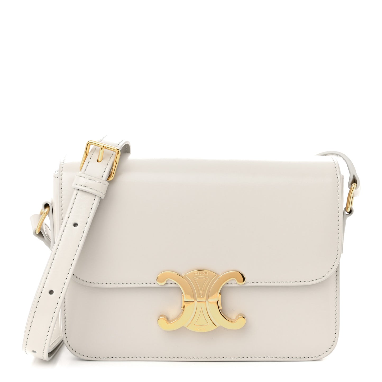 Shiny Calfskin Teen Triomphe Chalk