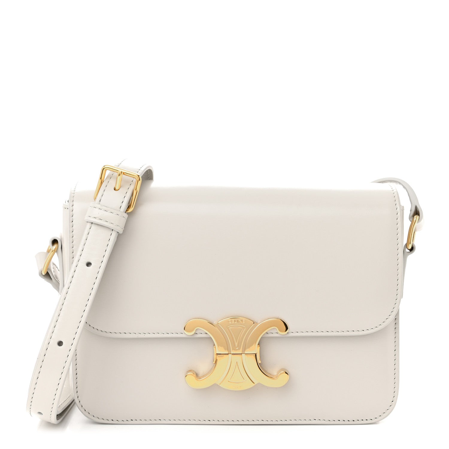 Celine Shiny Calfskin Teen Triomphe Chalk 1 of 12