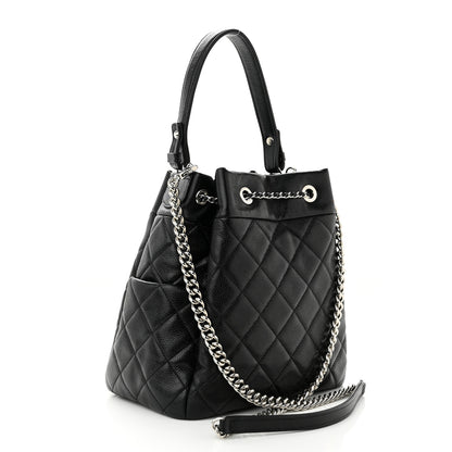 Chanel Caviar Quilted Small Chain Bucket Bag Black 2 of 9