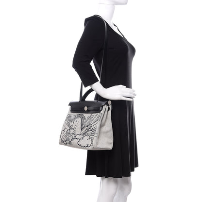 Hermes Vache Hunter Toile Pegase Pop Herbag Zip Retourne 31 PM Bleu Indigo 2 of 13