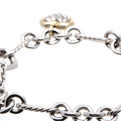 David Yurman Sterling Silver 18K Yellow Gold Cable Heart Charm Bracelet 3 of 5