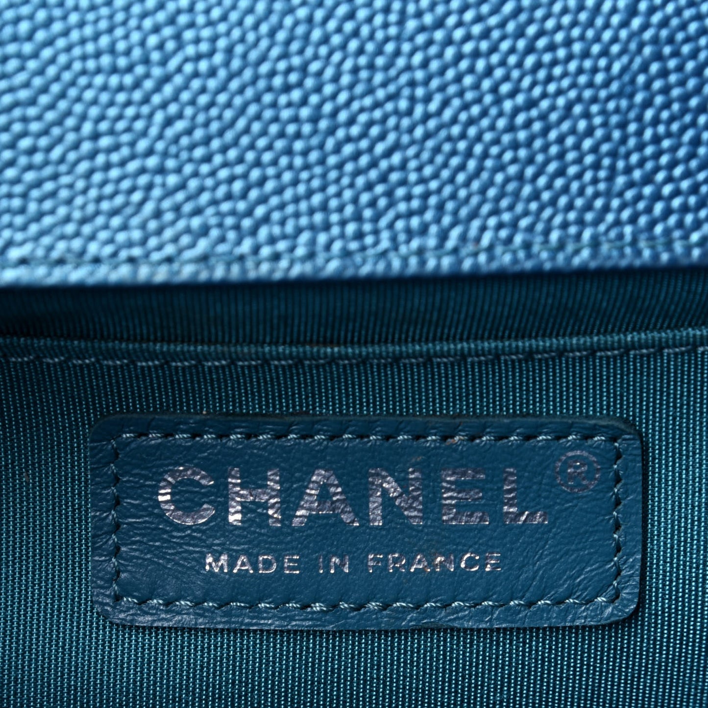 Metallic Caviar Quilted Medium Boy Flap Turquoise