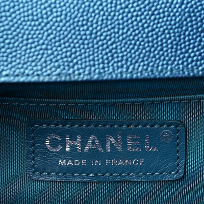 Chanel Metallic Caviar Quilted Medium Boy Flap Turquoise 6 of 11