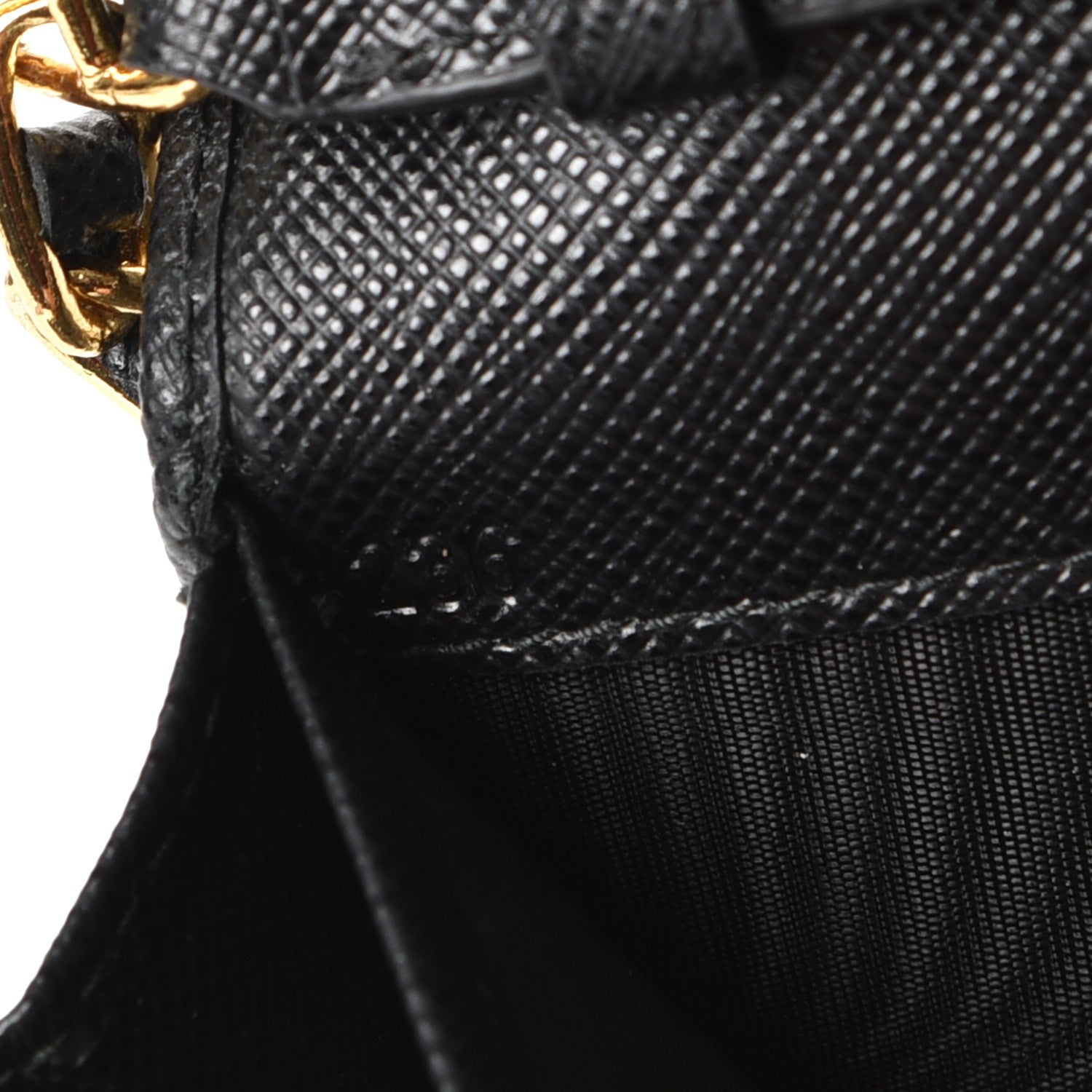 Prada Saffiano Metal Oro Chain Wallet Nero Black 7 of 8