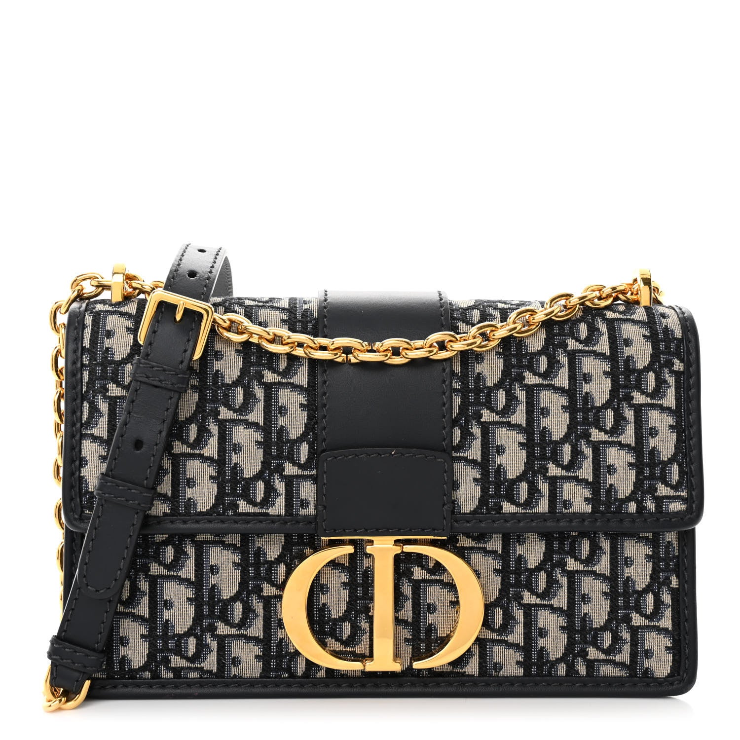 Christian Dior Oblique 30 Montaigne Chain Flap Bag Blue 1 of 9