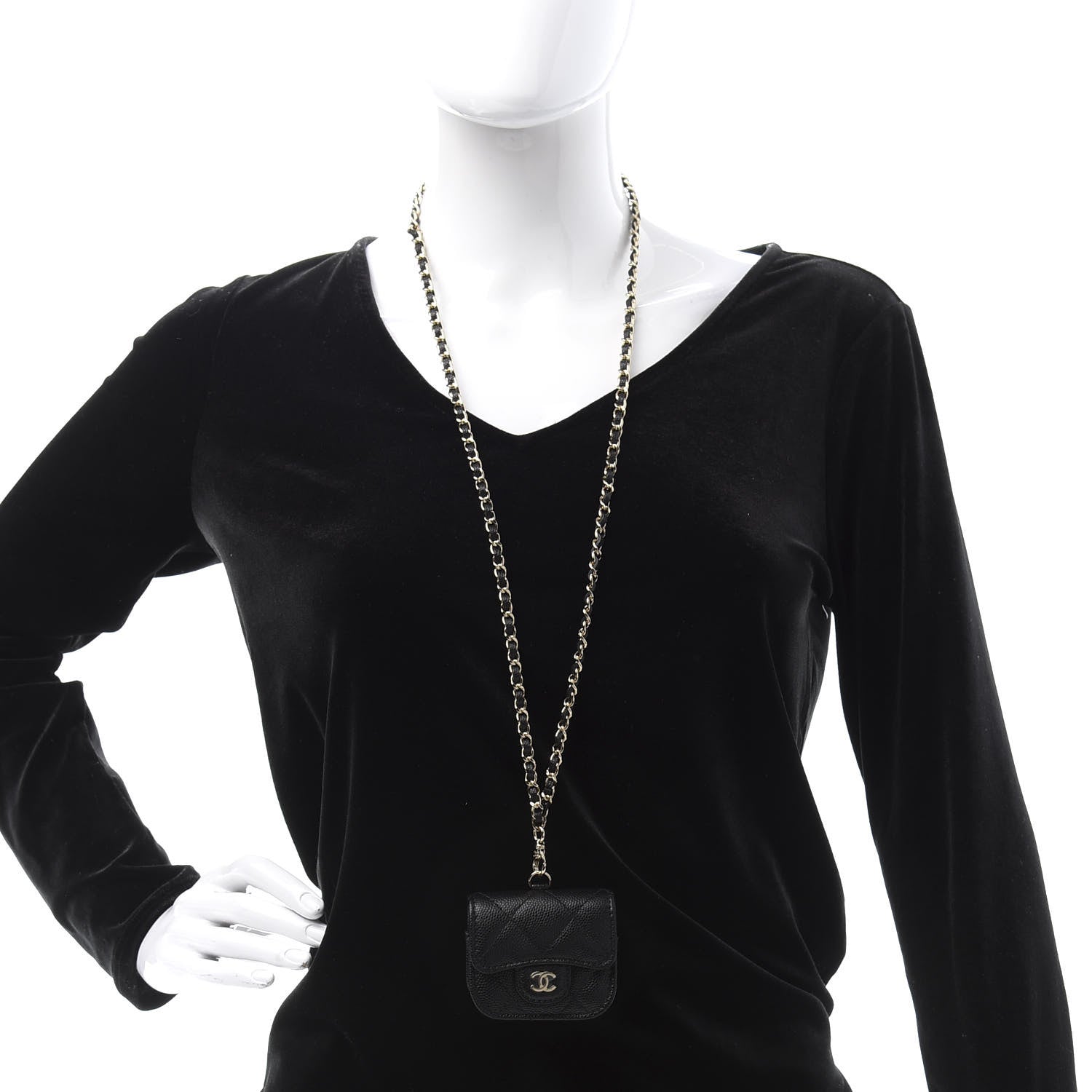 Chanel Caviar Quilted Airpods Pro Case Black 2 of 10