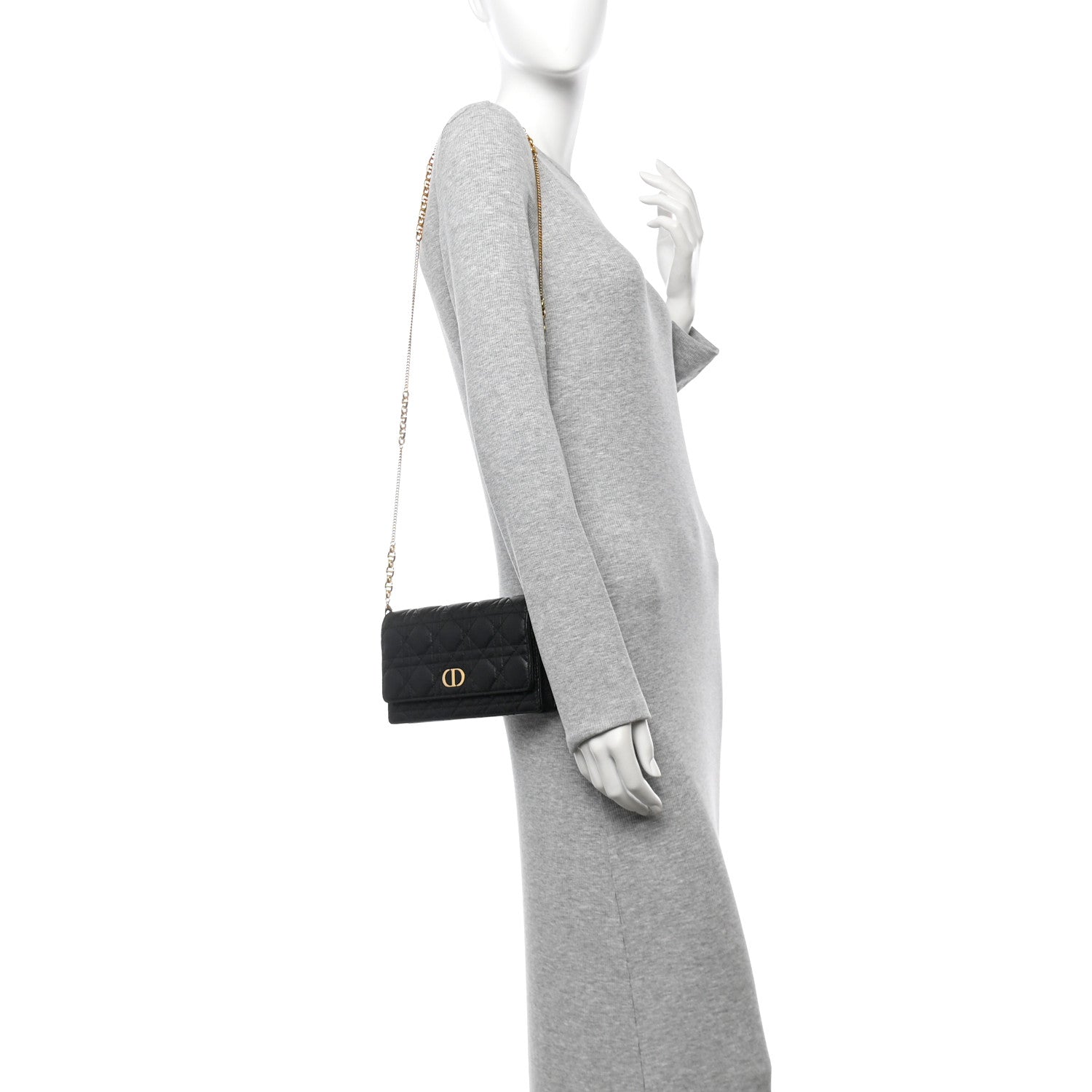 Christian Dior Supple Calfskin Caro Pouch with Chain Black 2 of 14