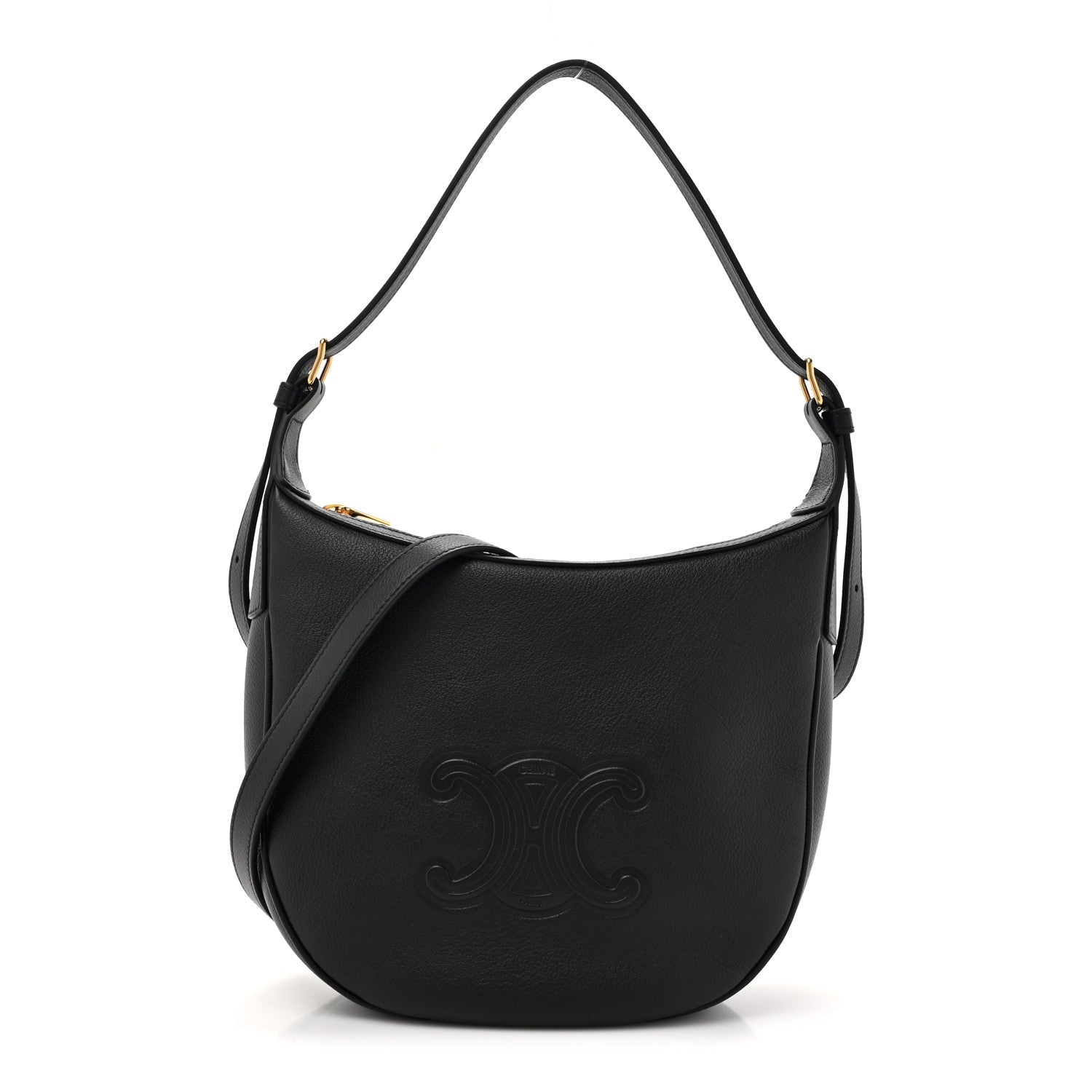 Celine Supple Calfskin Cuir Triomphe Small Heloise Shoulder Bag Black 1 of 12