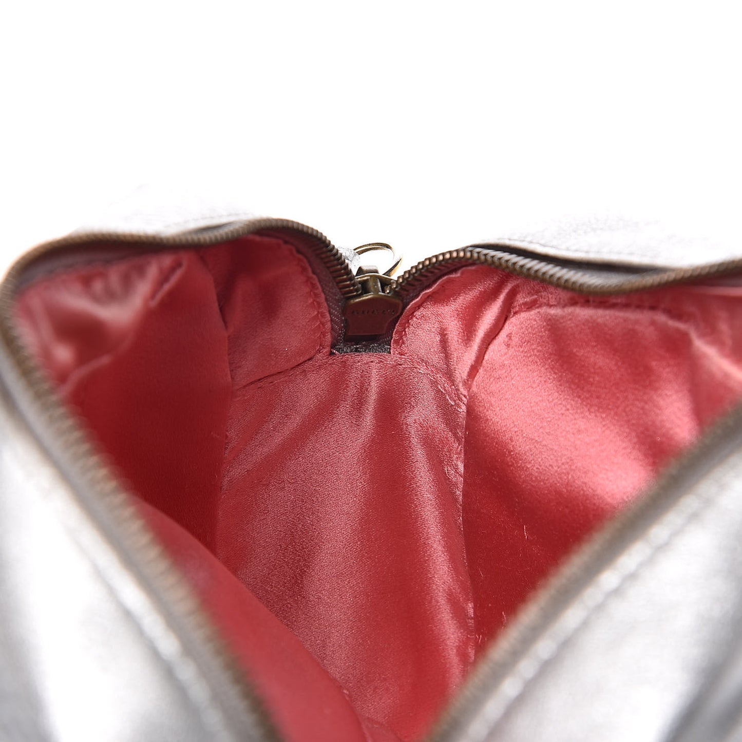 Metallic Calfskin Matelasse Studded Small Pearly GG Marmont Chain Shoulder Bag Silver