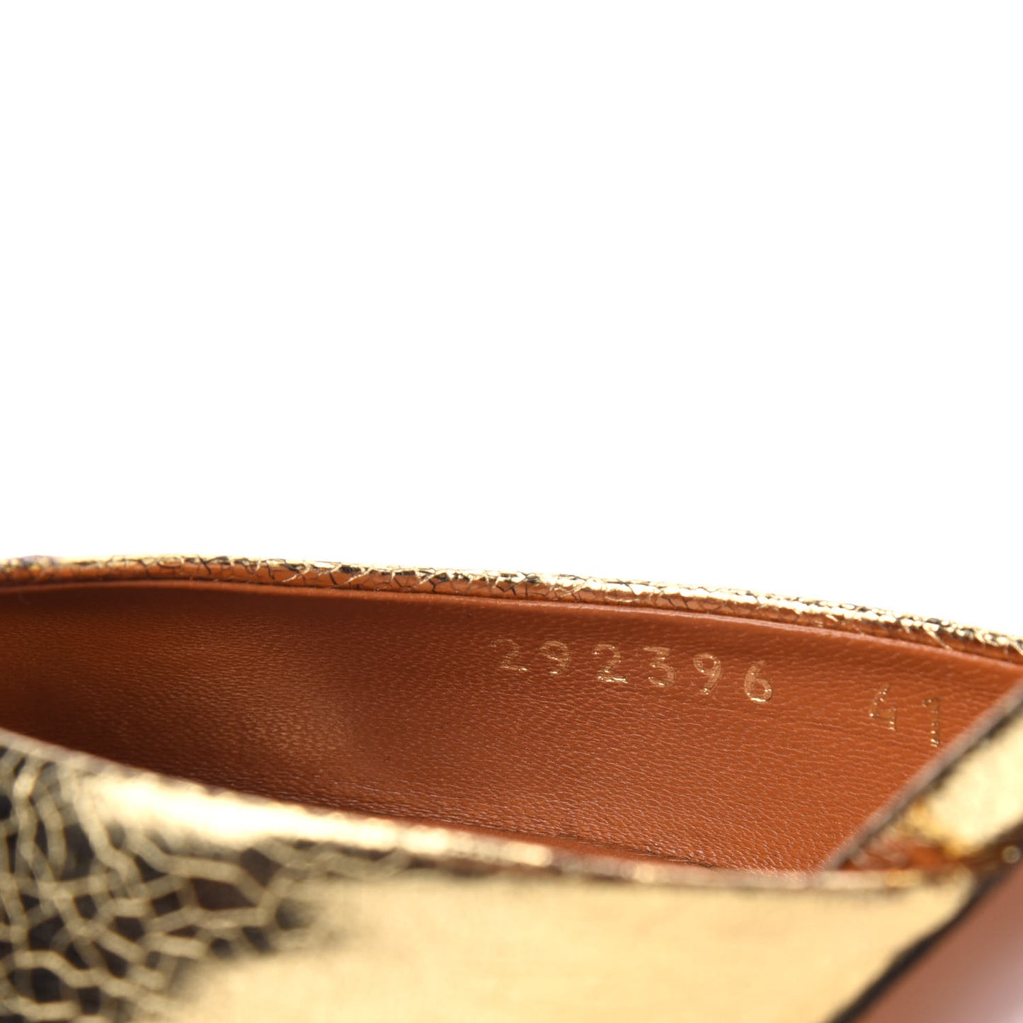 Metallic Calfskin Open Toe Ankle Strap Pumps 41 Gold