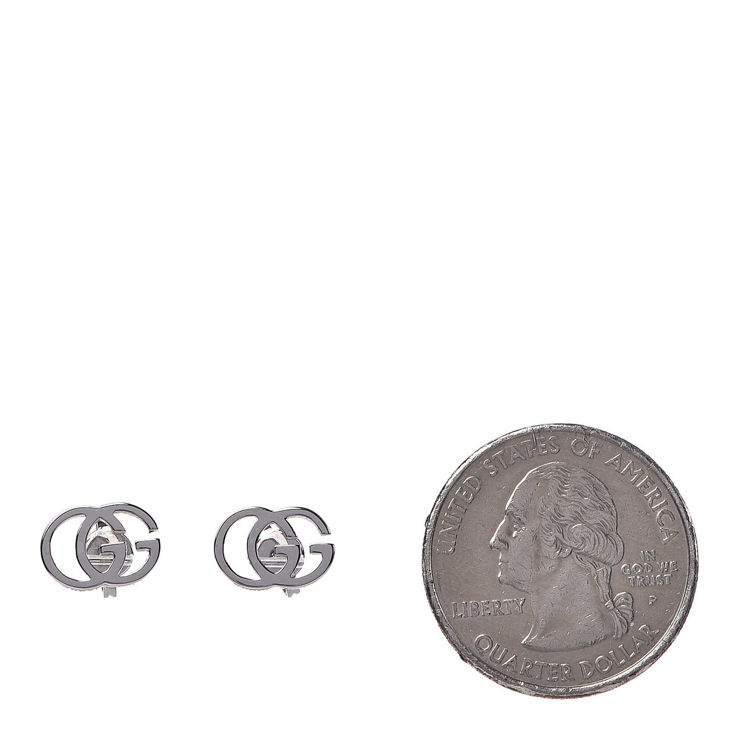 18K White Gold GG Tissue Stud Earrings
