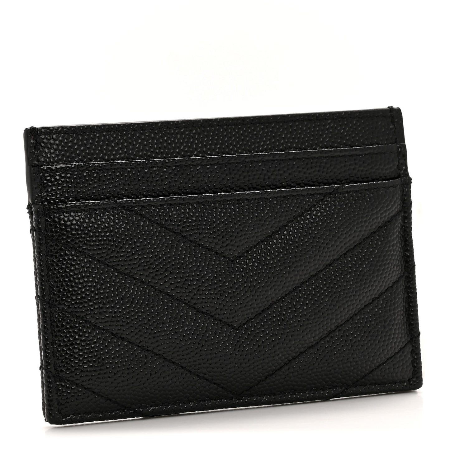 Grain De Poudre Matelasse Chevron Monogram Credit Card Case Black