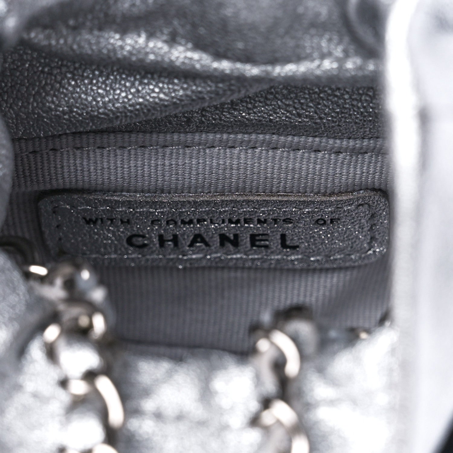 Chanel Metallic Caviar Quilted Mini Drawstring Bucket Bag Silver 6 of 12