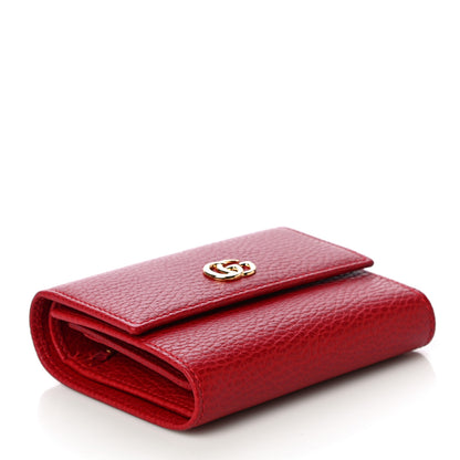 Gucci Dollar Calfskin GG Marmont Tri-Fold Wallet Hibiscus Red 4 of 10