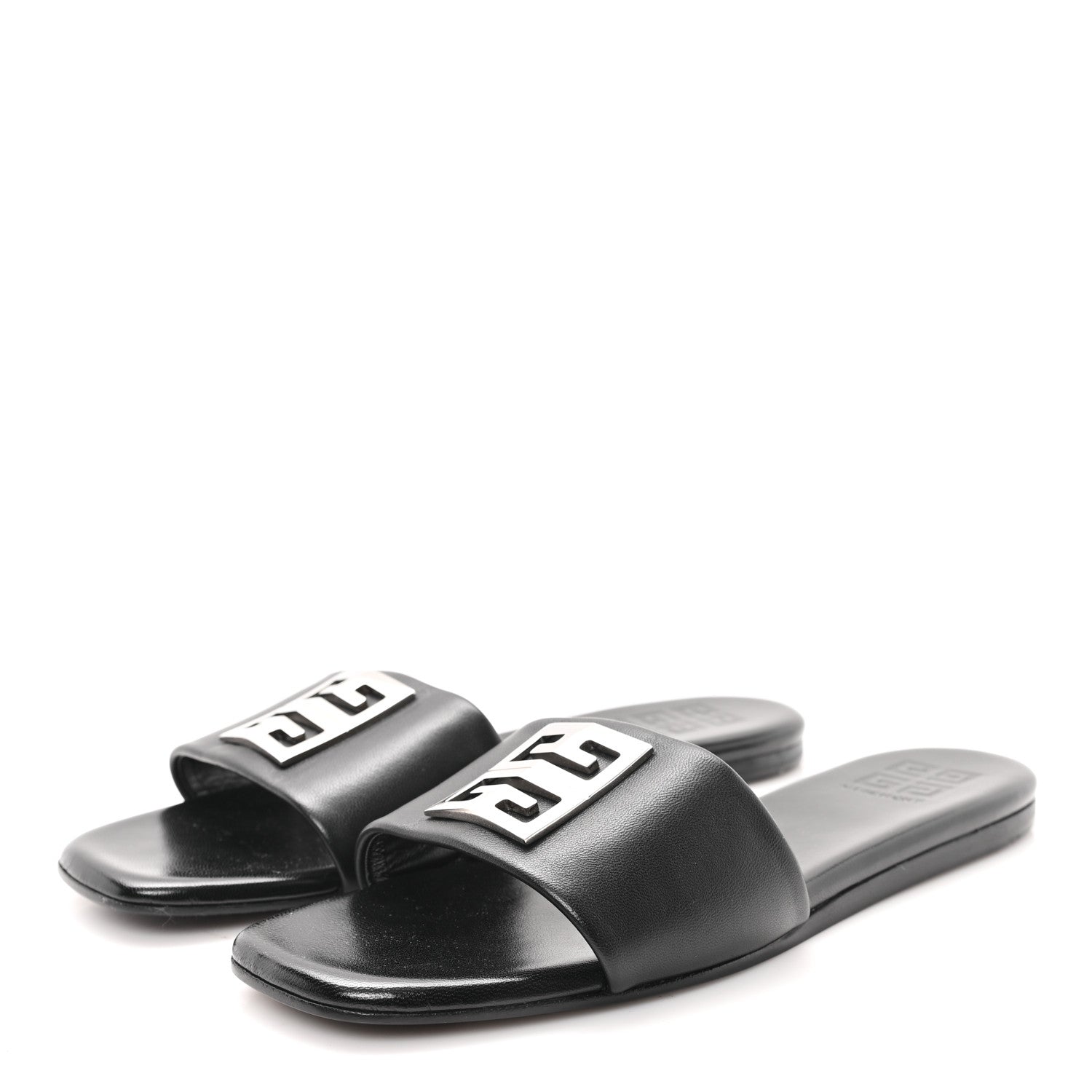 Givenchy Lambskin 4G Plaque Flat Sandals 38 Black 4 of 9