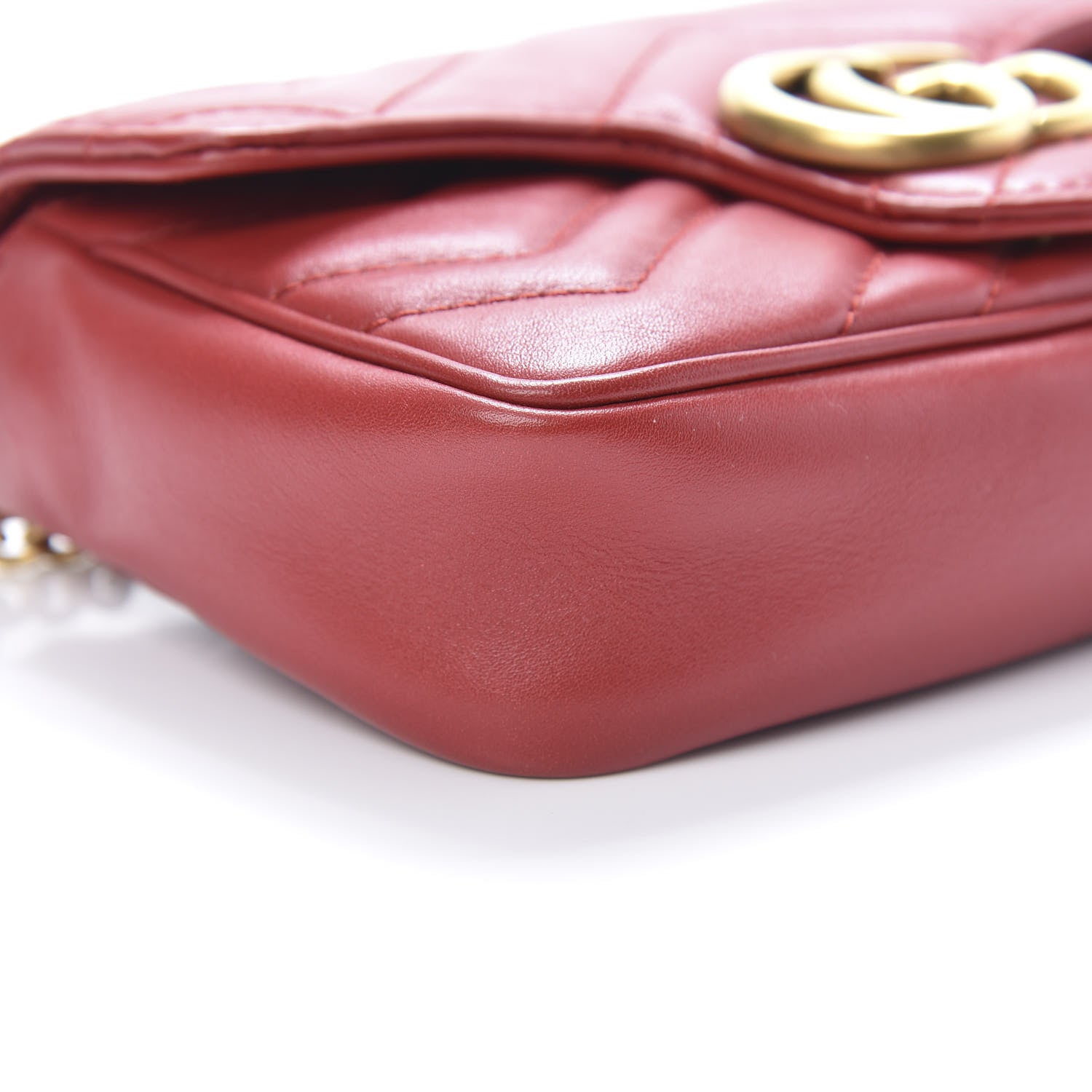 Gucci Calfskin Matelasse Super Mini GG Marmont Shoulder Bag Hibiscus Red 8 of 11