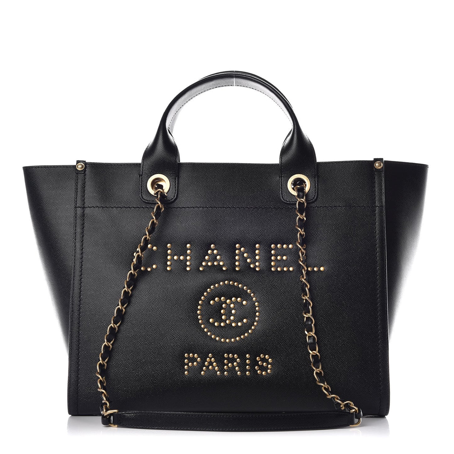 Caviar Small Studded Deauville Tote Black