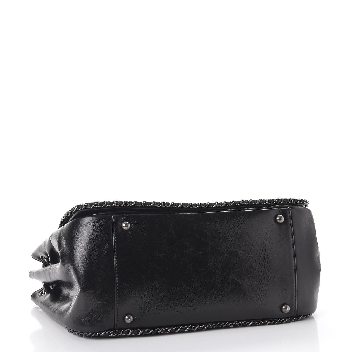 Chanel Calfskin Quilted Large CC Enchained Accordion Flap Black 4 of 8