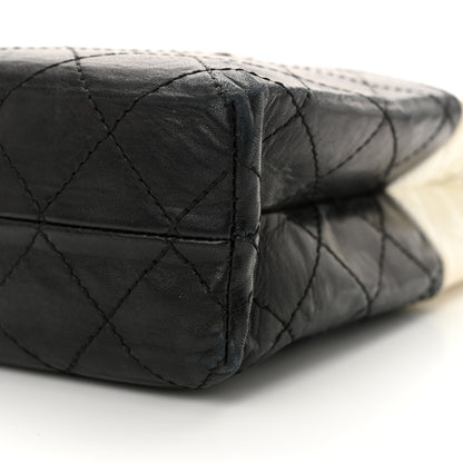 Chanel Lambskin Quilted Bi-Color Drawstring Shoulder Bag Black White 10 of 19