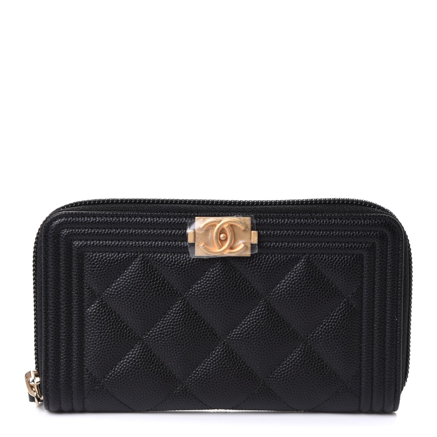 Chanel Caviar Quilted Small Boy Zip Around Wallet Black 1 of 9