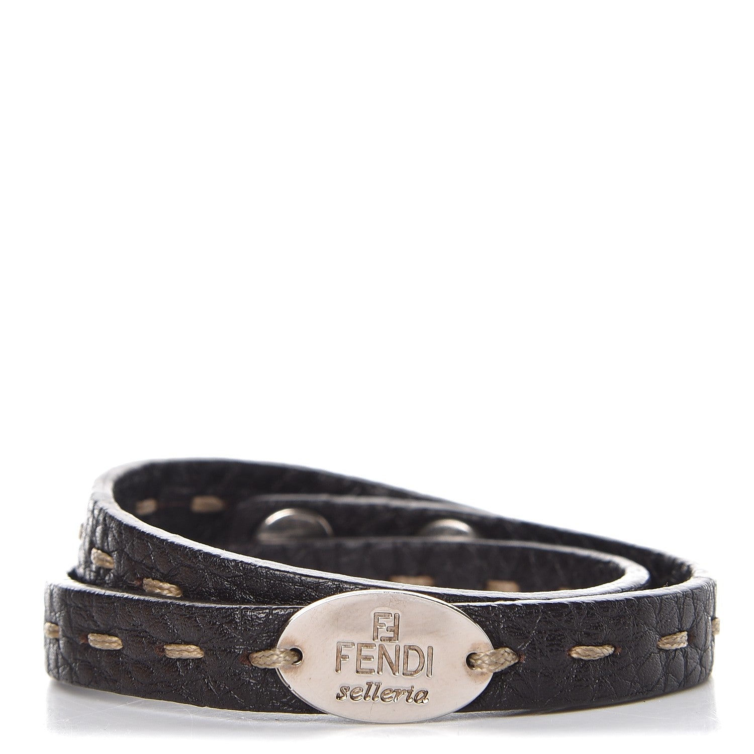 Fendi Calfskin Romano Selleria Bracelet Brown 1 of 5