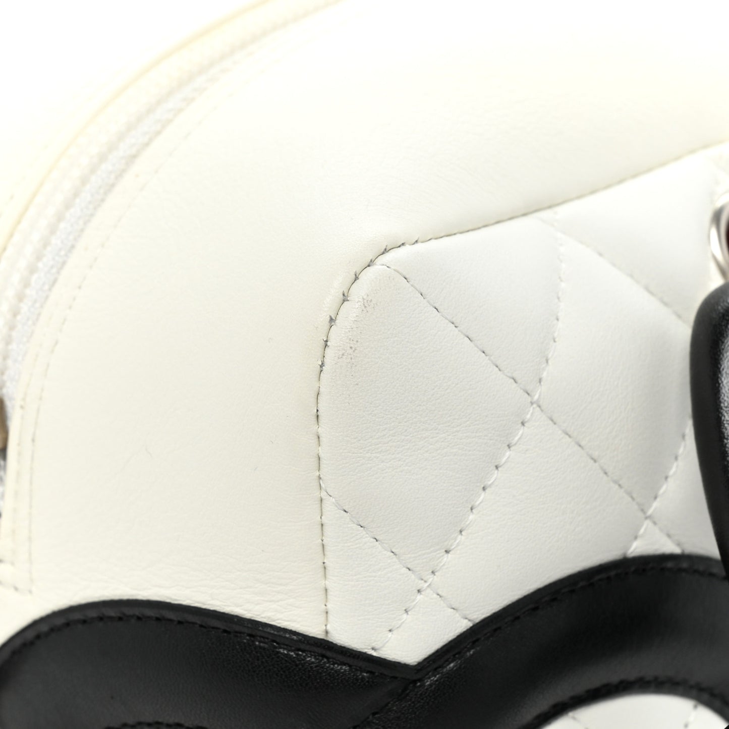 Calfskin Quilted Large Cambon Bowler White Black