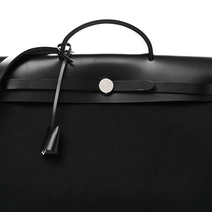 Hermes Military Toile Vache Hunter Herbag Messenger 39 Black 9 of 11
