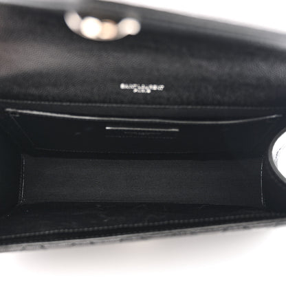 Saint Laurent Grain De Poudre Textured Mixed Matelasse Triquilt Medium Monogram Satchel Black 5 of 12
