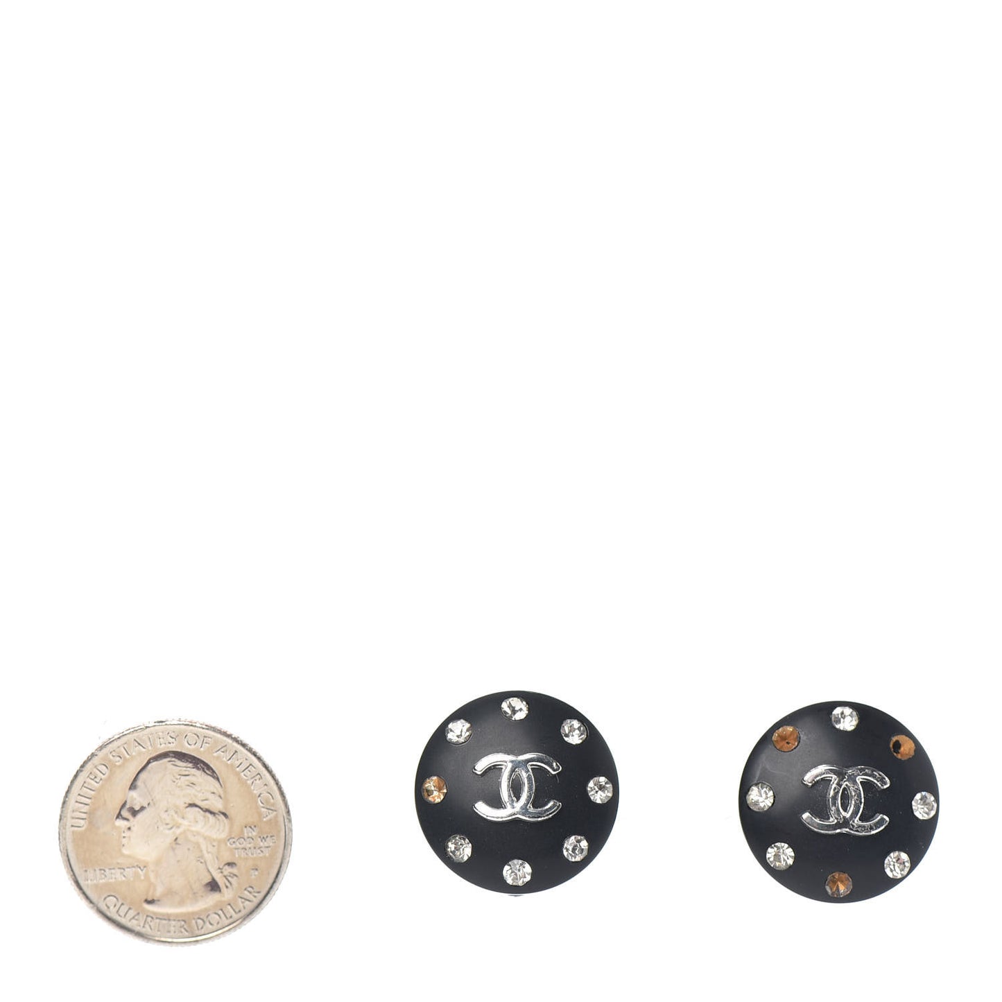Crystal CC Clip On Earrings Black