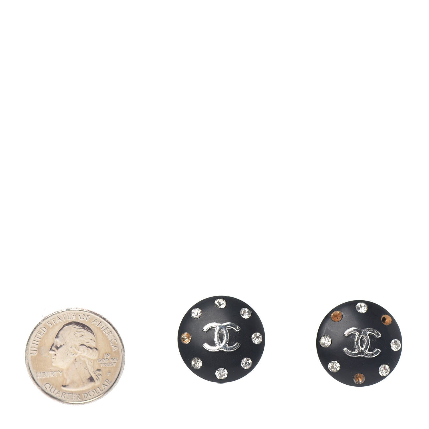 Chanel Crystal CC Clip On Earrings Black 2 of 4