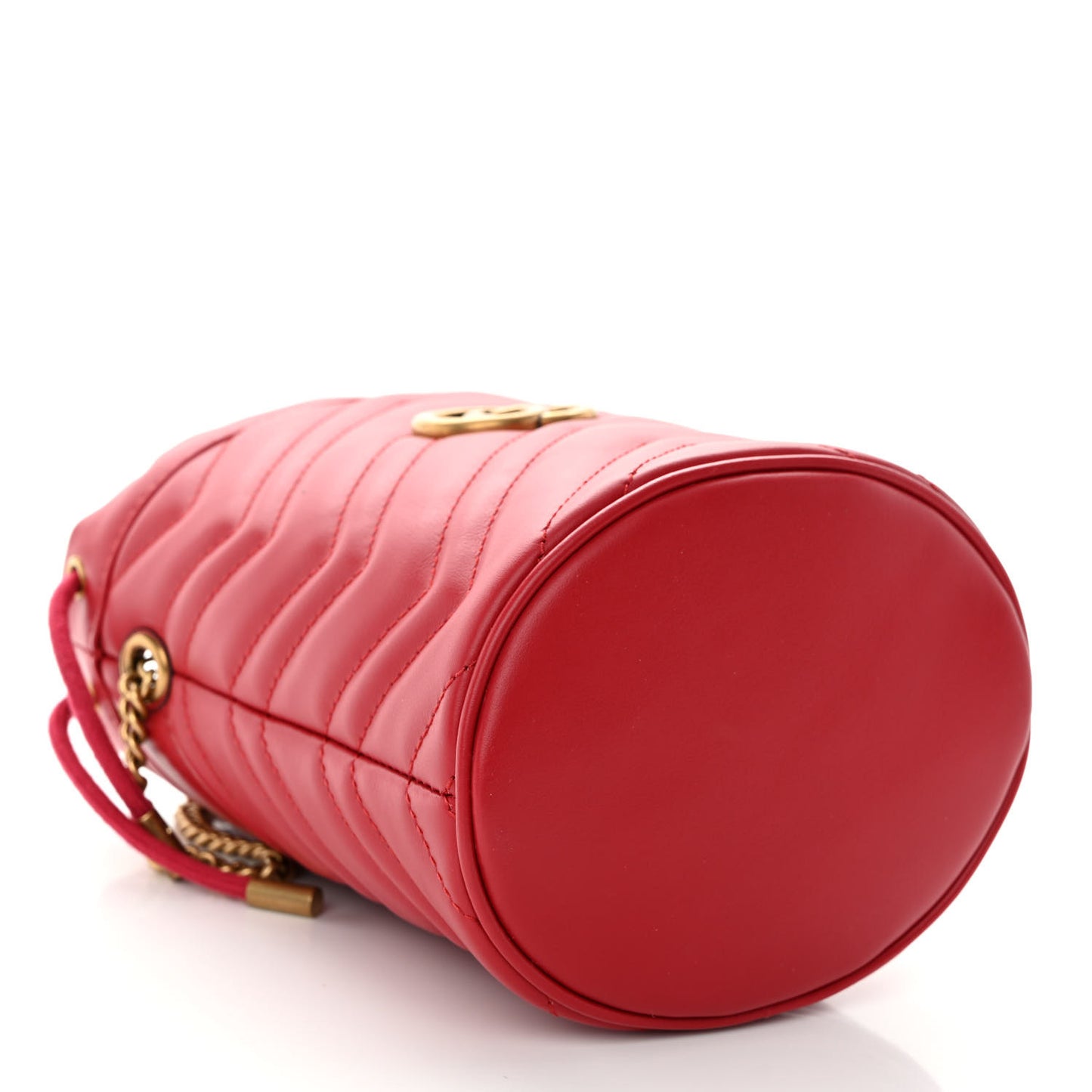Calfskin Matelasse Mini GG Marmont 2.0 Bucket Bag Hibiscus Red