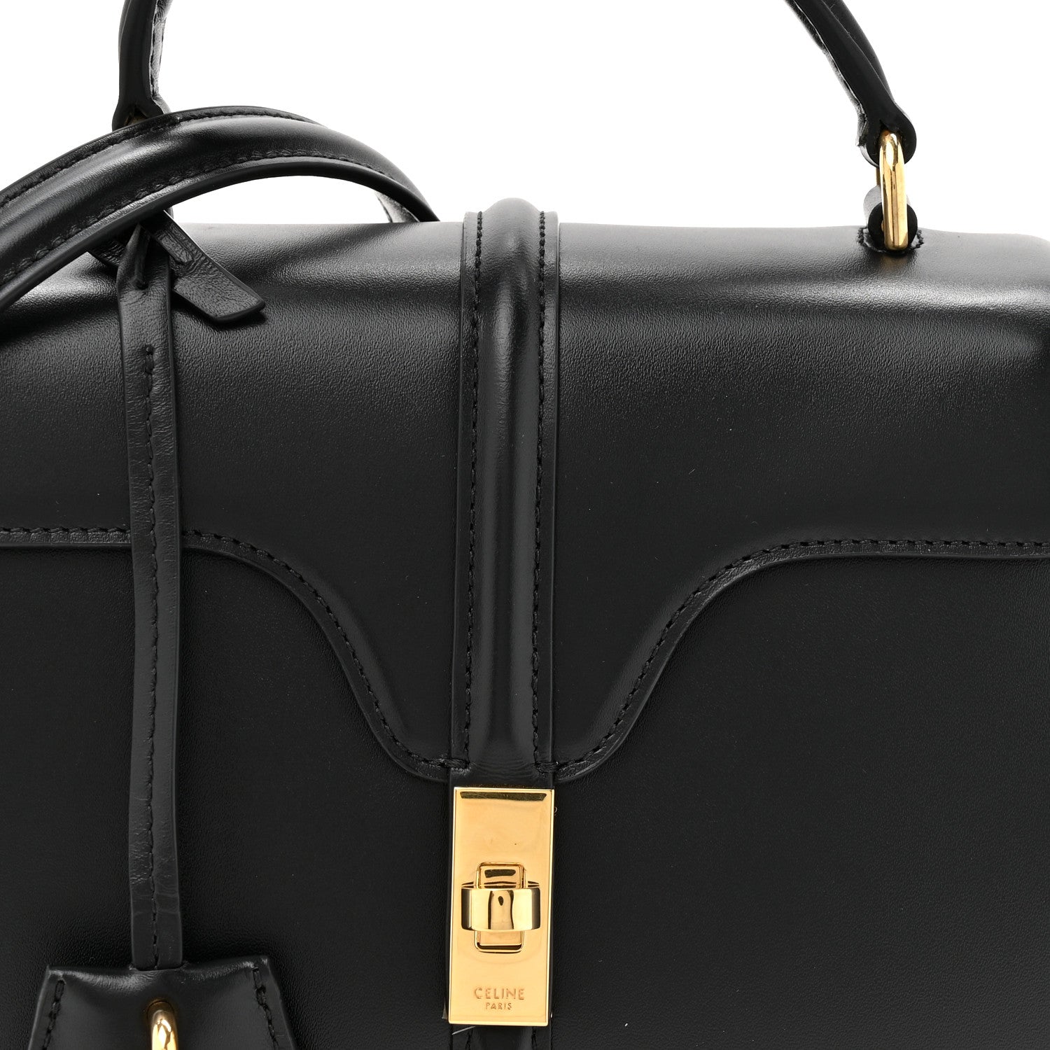 Celine Satinated Calfskin Mini 16 Top Handle Bag Black 8 of 10