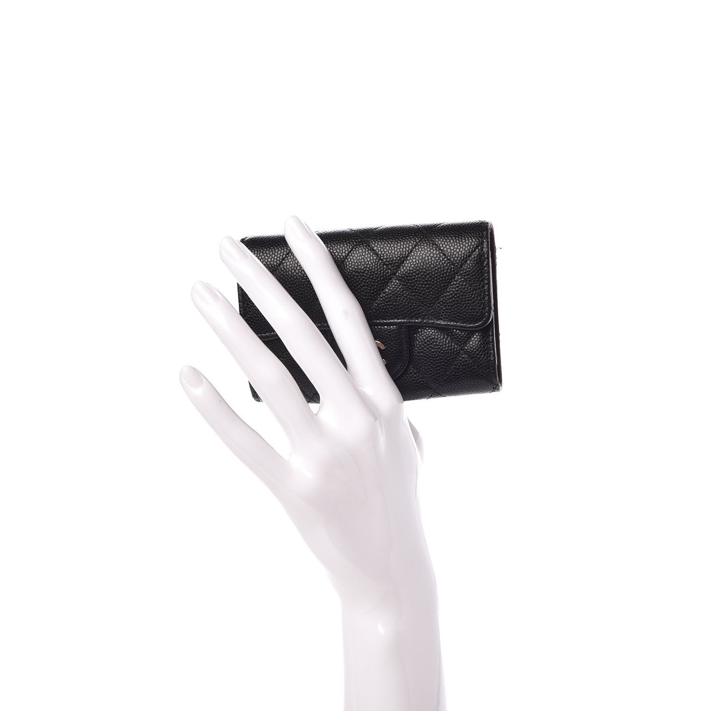 Caviar Quilted Classic 4 Key Holder Wallet Black