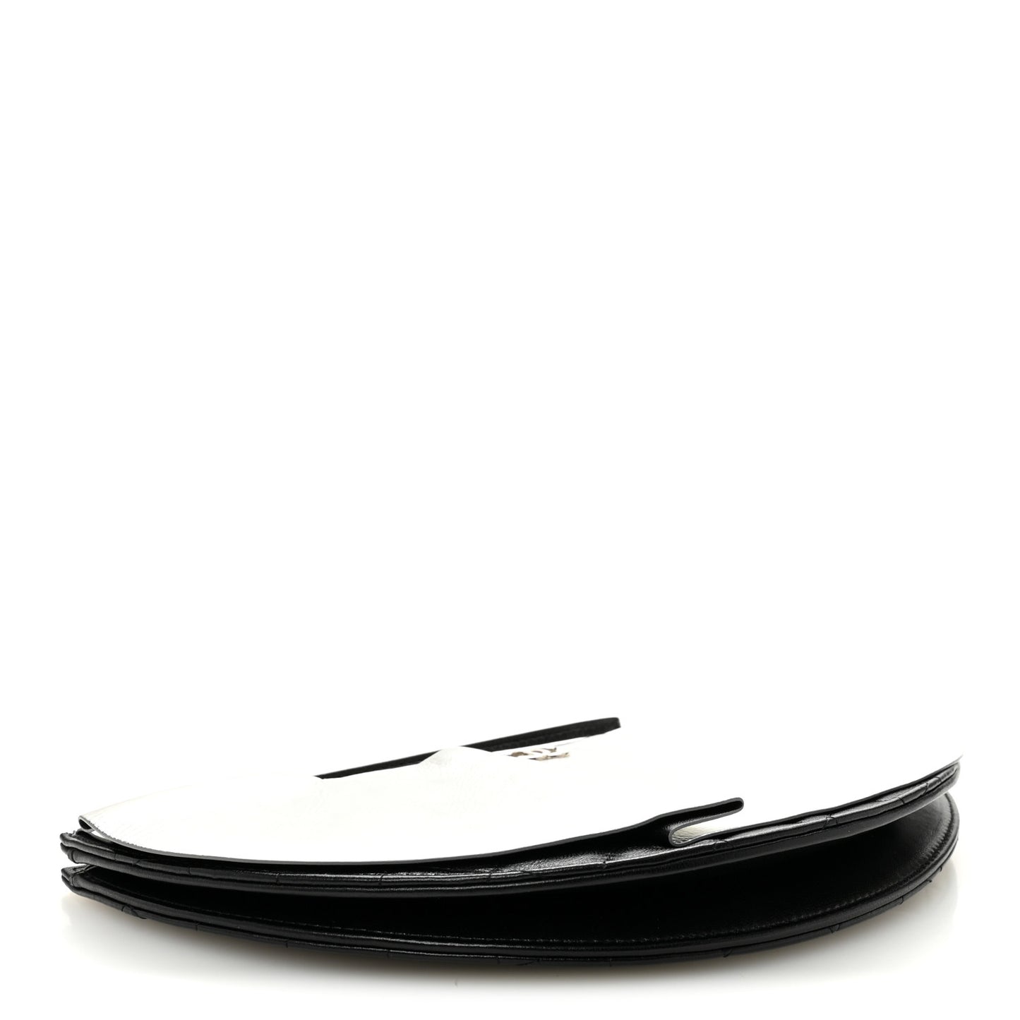 Metallic Lambskin Wave Clutch Black Silver