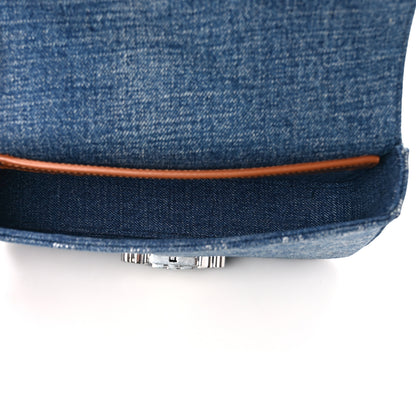 Celine Denim Triomphe Claude Chain Shoulder Bag Blue Silver 5 of 8