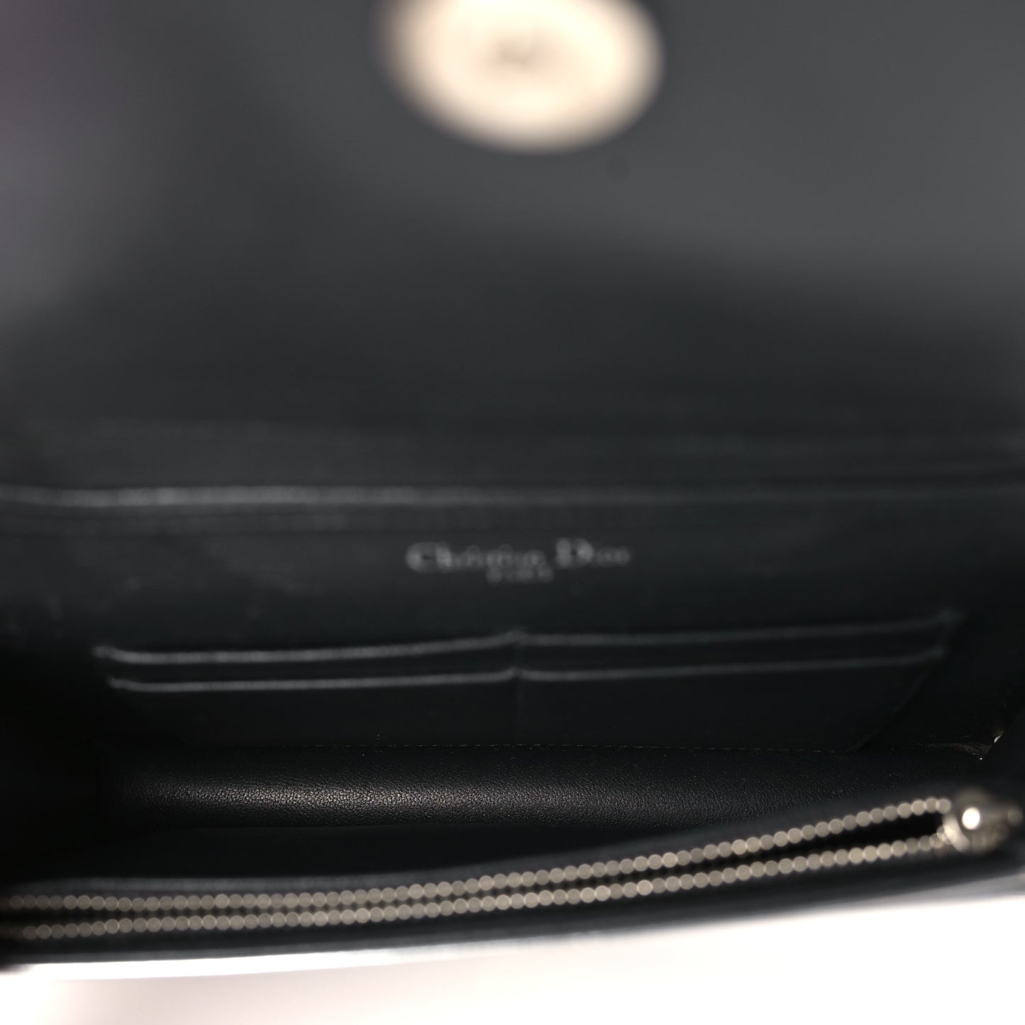Metallic Patent Micro-Cannage Diorama Wallet on Chain Pouch Silver