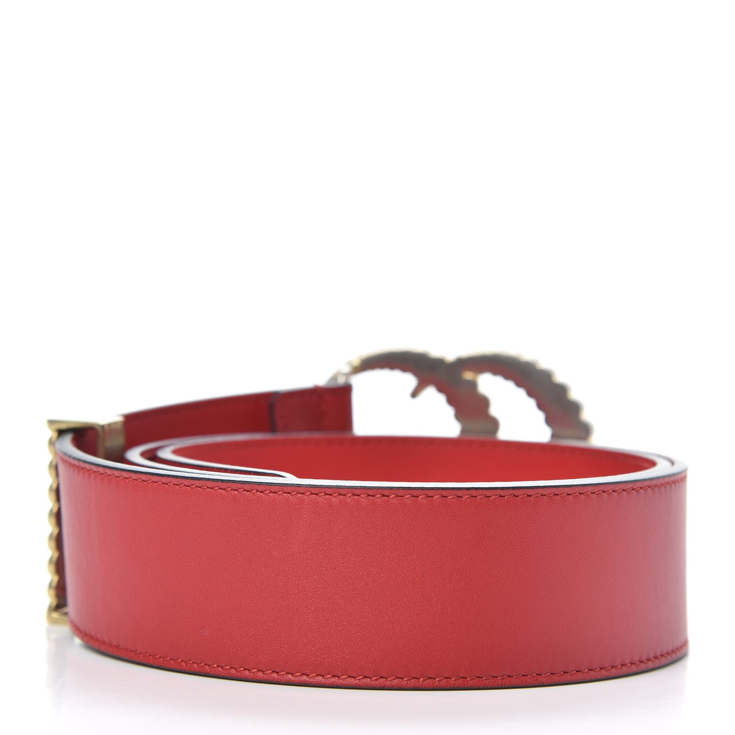 Gucci Moon Calfskin Torchon Double G 40mm Belt 80 32 Hibiscus Red 2 of 4