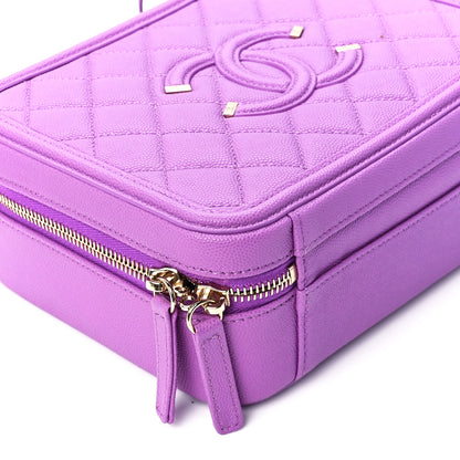 Chanel Caviar Quilted Medium CC Filigree Vanity Case Purple 10 of 11