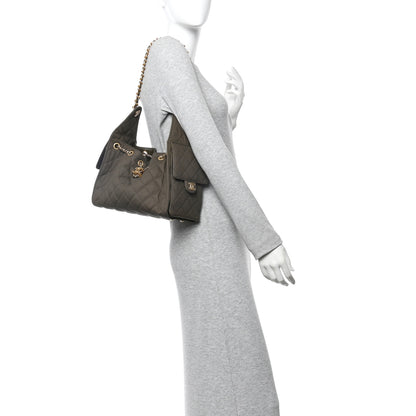Chanel Canvas Quilted Small Chanel 25 Handbag Khaki 2 of 10