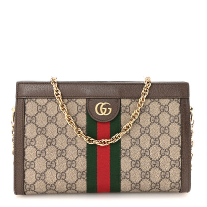 Gucci GG Supreme Monogram Web Small Ophidia Chain Shoulder Bag Brown 1 of 10