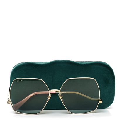 Gucci Metal Oversized Square Frame Sunglasses GG1005S Gold Green 8 of 8
