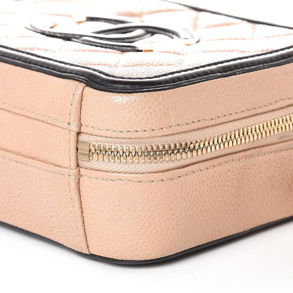 Chanel Caviar Quilted Small CC Filigree Vanity Case Beige Black 6 of 10