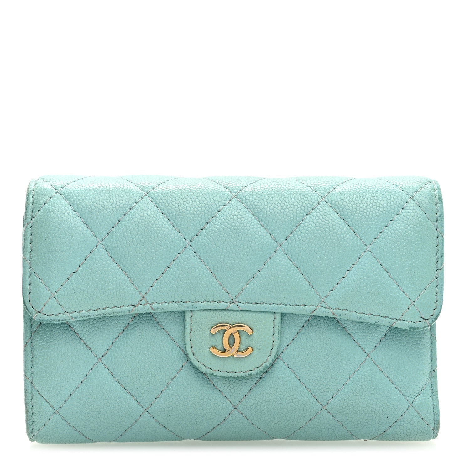 Chanel Caviar Quilted Medium Flap Wallet Light Blue 1 of 8