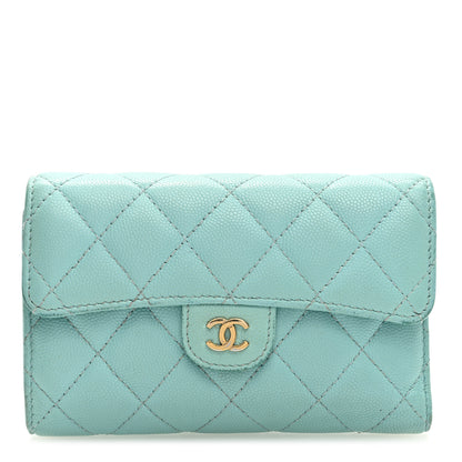 Chanel Caviar Quilted Medium Flap Wallet Light Blue 1 of 8