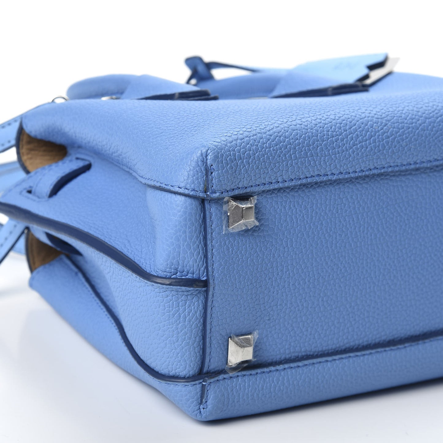 Grained Calfskin Mini Milla Tote Mediterranean Blue